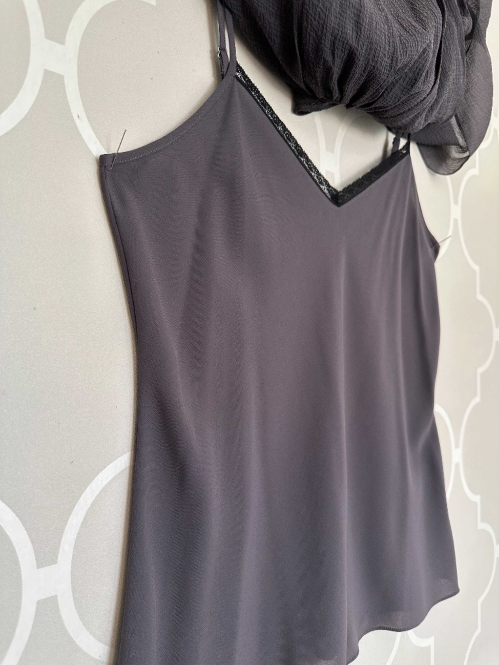 NWT Rebecca Taylor Coal Gray Ruffle Blouse & Camisole Top Size 10 - Picture 12 of 13